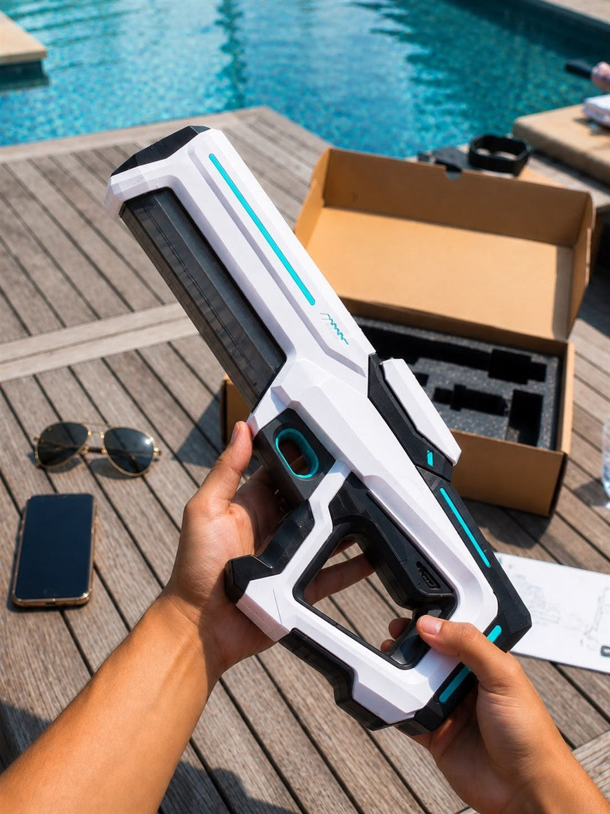 Pistolet wodny Hydro Storm w użyciu przy basenie